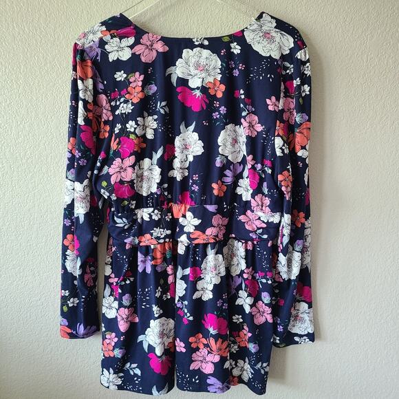 KIYONNA Babydoll Blouse Top Women's SZ 2X Floral Stretch Colorful Vibrant Summer - Picture 4 of 11